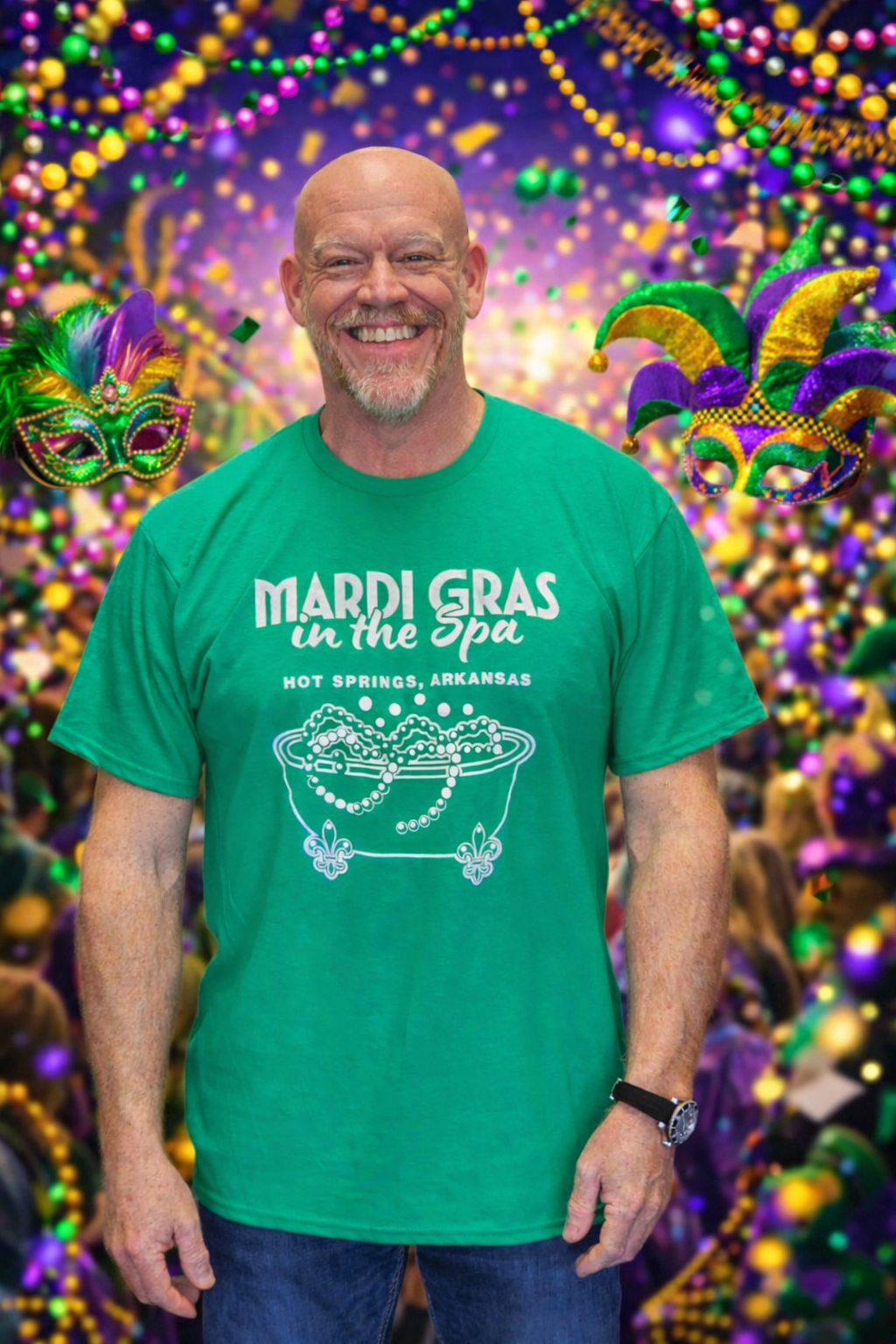 Official Mardi Gras in the Spa T-Shirt - Image 3